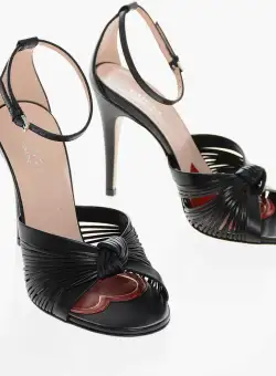 Gucci Front Knotted Malaga Kid Leather Sandals 10Cm Black