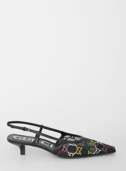 Gucci Gg Crystal Sandals BLACK
