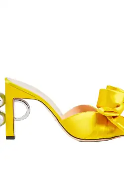 Gucci Gucci Shawana Embellished Satin Mules Yellow