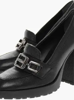 Hogan Logoed Strap Leather Loafers 10Cm Black