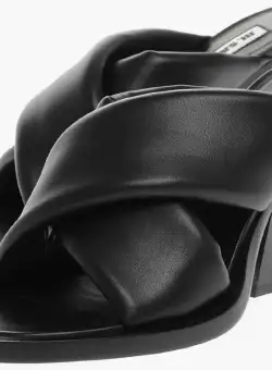 Jil Sander Crossed Leather Mules 10 Cm Black