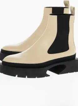 Jil Sander Leather Chelsea Boots With Ridged Sole Yellow