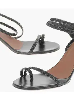 L'Autre Chose Lace-Up Ankle Nappa Thong Sandals 6Cm Black