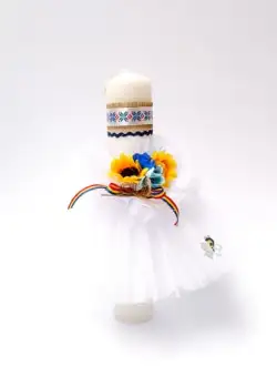 Lumanare Botez Floarea Soarelui Lucrata Manual Model VIII