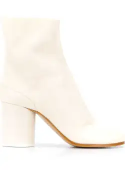 Maison Margiela MAISON MARGIELA Tabi leather heel ankle boots White