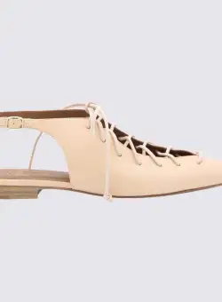 MALONE SOULIERS MALONE SOULIERS NOUGAT BEIGE LEATHER ALESSANDRA FLATS