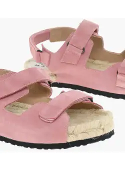 Manebí Suede Leather Sandals With Velcro Closure Pink