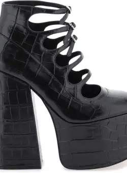 Marc Jacobs The Croc Embossed Kiki Ankle Boots BLACK