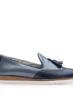 Mocasini casual damă din piele naturală, Leofex - 203 Blue Box