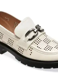 Mocasini casual FLAVIA PASSINI albi, 220138, din piele naturala