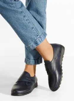 Mocasini piele naturala Asti albastri