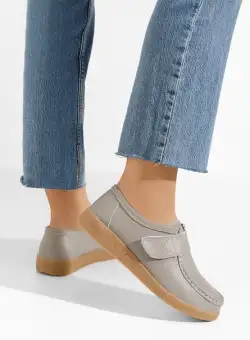 Mocasini piele naturala Milanka gri