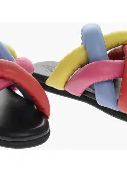 Moncler Genius Padded Leather Jbraided Flat Sandals Multicolor