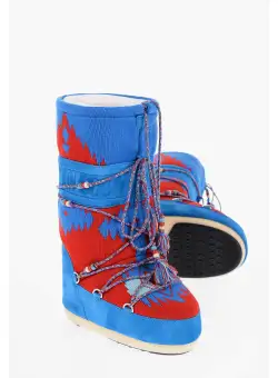 Moon Boot Alanui Jacquard And Suede Snow Boots With Beads Detail Blue