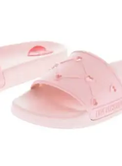 Moschino Love Cut-Out Details Solid Color Slides Pink