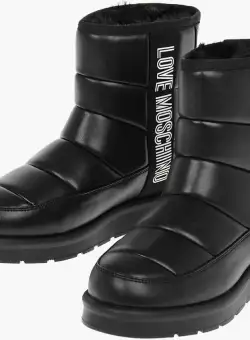 Moschino Love Faux Leather Ankle Boots With Side Logo Black