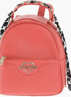 Moschino Love Faux Leather Backpack With Braided Neckerchief Red