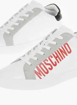 Moschino Love Leather Casse25 Low-Top Sneakers With Suede Details White