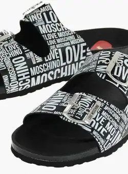 Moschino Love Leather Printed Sandal Black & White