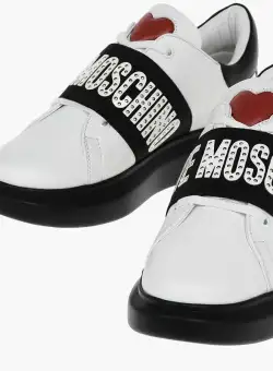 Moschino Love Leather Studded Sneakers Black & White