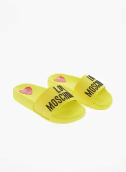 Moschino Love Logo Embossed Slides Yellow