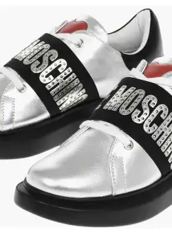 Moschino Love Metallic Leather Sneakers Black