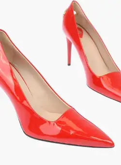 Moschino Love Patent Leather Pumps Spillo95 With Heart Detail 10,5Cm Red