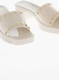 Moschino Love Rubber Sandals With Heart-Shaped Studs 5.5Cm White