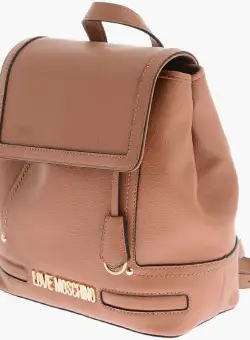 Moschino Love Solid Color Faux Fur Backpack Brown