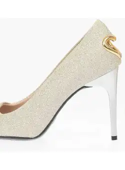 Moschino Love Stiletto Heel Glittery Pumps With Heart Detail 10Cm Gold