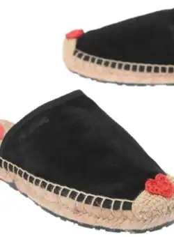 Moschino Love Suede Split Leather Espadrilles With Embroidery Detail Black