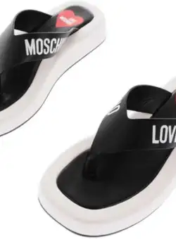 Moschino Love Two-Tone Row30 Thong Sandals With Square Toe Black & White