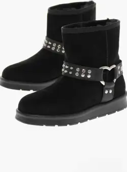 Moschino Love Velour Winter30 Ankle Boots With Studs Black