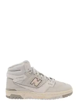 New Balance '650' Grey High-Top Sneakers with N Logo in Leather and Mesh Woman Grey