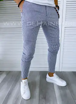Pantaloni barbati casual regular fit in dungi B1852 1-2 e*
