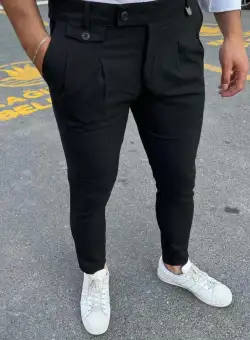 Pantaloni barbati casual regular fit negri B8558 F6-3.2