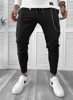 Pantaloni de trening negru conici 12109 X21-4