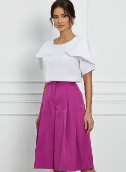 Pantaloni Missa magenta lejeri din fas