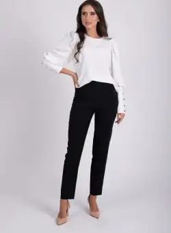 Pantaloni negri pana cu talie inalta