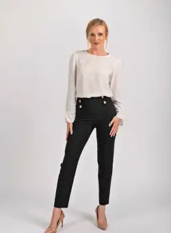 Pantaloni office prevazuti cu nasturi la talie
