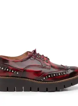 Pantofi casual dama din piele naturala, Leofex - 096 Visiniu Florantic