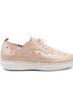 Pantofi casual dama din piele naturala, Leofex - 242 Nude metalizat