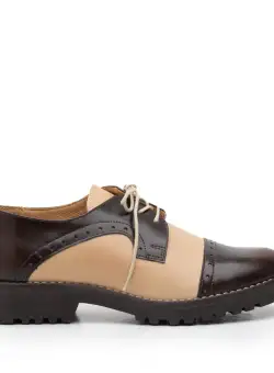 Pantofi casual dama din piele naturala,Leofex - 399 taupe-maro