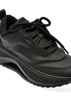 Pantofi casual REPUSEN negri, 18312, din piele ecologica