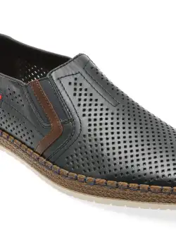 Pantofi casual RIEKER bleumarin, B5297, din piele naturala