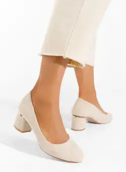 Pantofi cu toc gros bej Cabrilla S V2