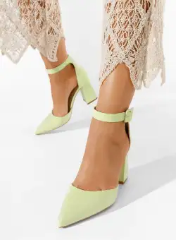 Pantofi cu toc gros Freya lime