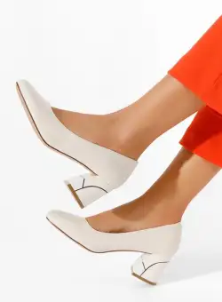 Pantofi cu toc gros Rusea bej