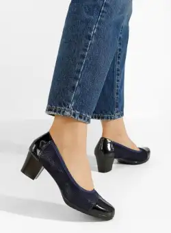 Pantofi cu toc gros Samia navy