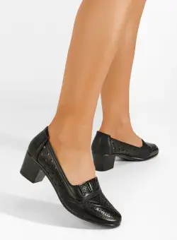 Pantofi cu toc gros Vesia negri